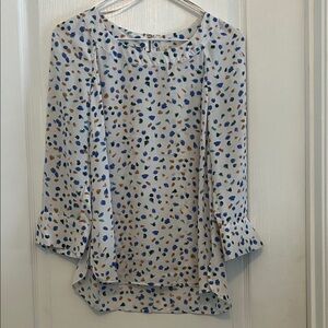 Women's White Printed Long Sleeve Blouse